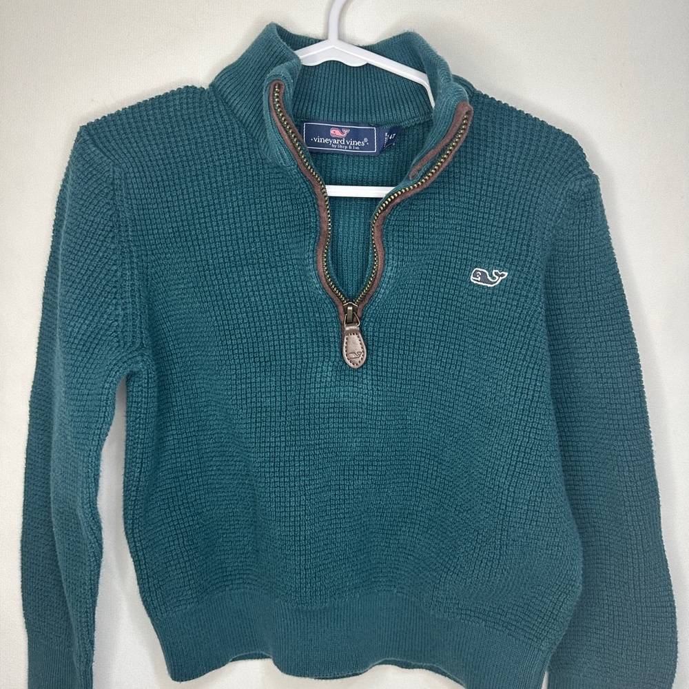 Vineyard Vines Teal Half-Zip Sweater